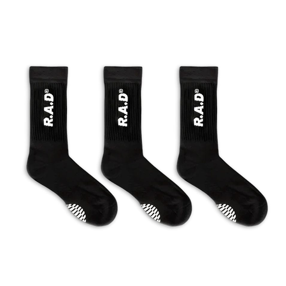 R.A.D® GENERAL SOCK TRIPLE PACK BLACK at R.A.D® UK - Performance Socks . 03_Black_wordmark_sock — View 1