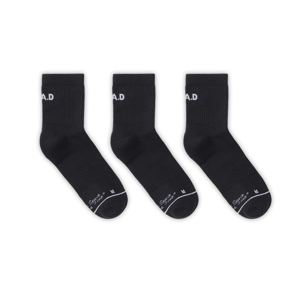 SHORTIE SOCK TRIPLE PACK BLACK at R.A.D® UK - Performance Socks . 04_Short_black_textside