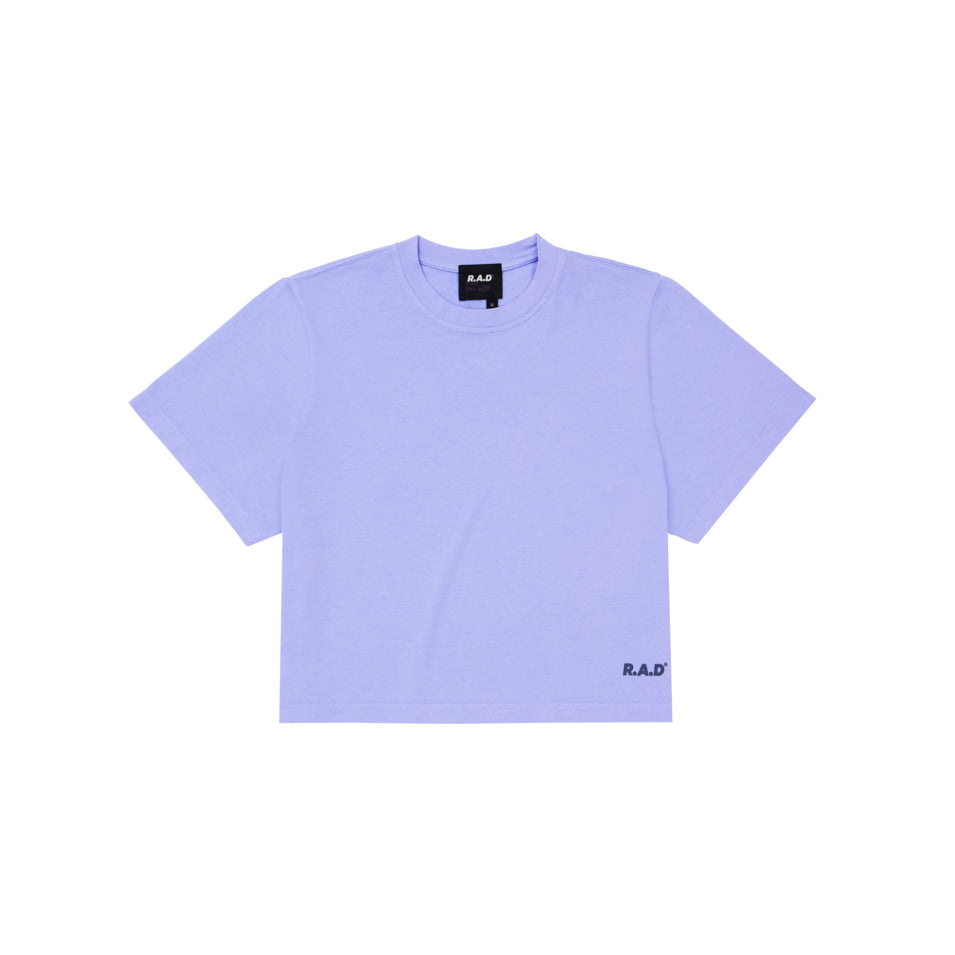 LOGO CROP TEE BABY LAV at R.A.D® UK - Performance Crop Tee . CROP_PRINTED_CROP_TEE_BABY_LAV_1_dd79ff91-aef3-437b-be60-bd5b98951fb9 — View 1