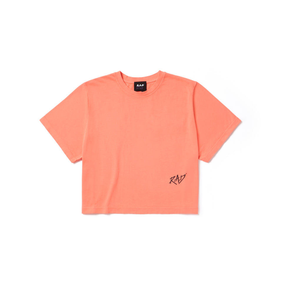 SKETCH CROP FLUORO ORANGE at R.A.D® UK - Performance Crop Tee . CROP_TEE_FLURO_ORANGE_1
