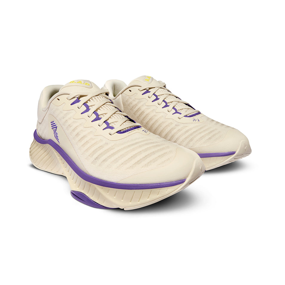 R.A.D® R-1 ANTIQUE WHITE/PURPLE at R.A.D® - Performance Footwear . 02RADANTIQUEWHITERUNNERFRONT_2