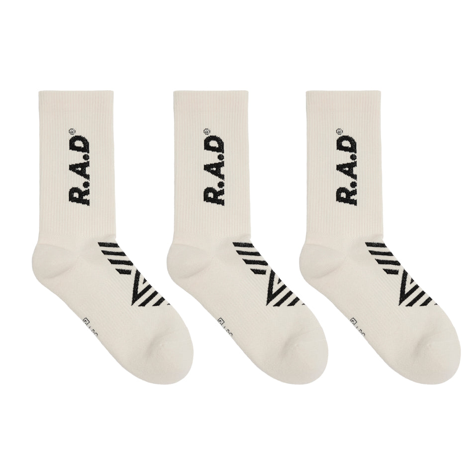 R.A.D® GENERAL SOCK TRIPLE PACK ANTIQUE WHITE / BLACK at R.A.D® - Performance Socks . 0326-GSAWBL3-LANTIQUEWHITE_6