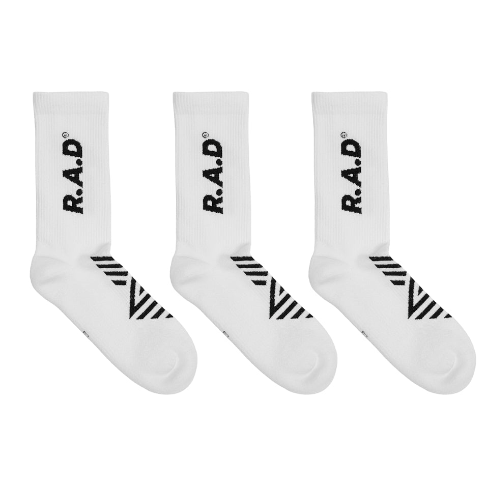 R.A.D® GENERAL SOCK TRIPLE PACK WHITE / BLACK at R.A.D® - Performance Socks . 0326-GSAWBL3-LWHITE_6