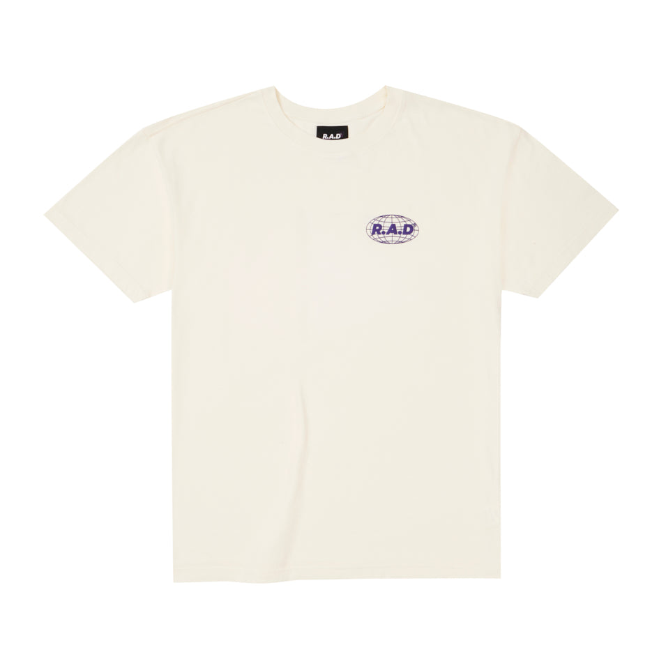 HEAVY™ GLOBE TEE OFF WHITE/PURPLE at R.A.D® - Performance Tees . 0326-HSGLTOCO_R.A.DHEAVY_SSTeeGLOBEOFFWHITE_PURPLE_A — View 1