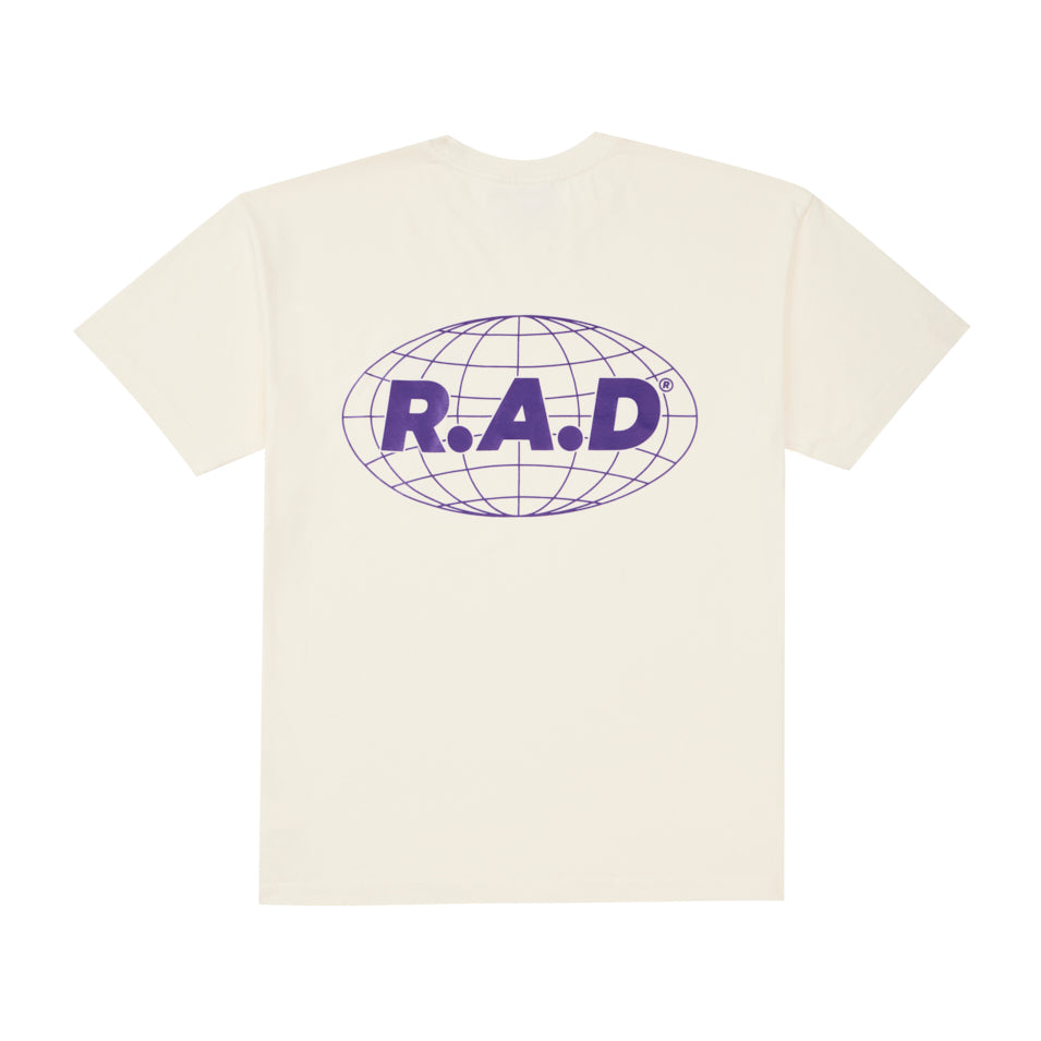 HEAVY™ GLOBE TEE OFF WHITE/PURPLE at R.A.D® - Performance Tees . 0326-HSGLTOCO_R.A.DHEAVY_SSTeeGLOBEOFFWHITE_PURPLE_B — View 2