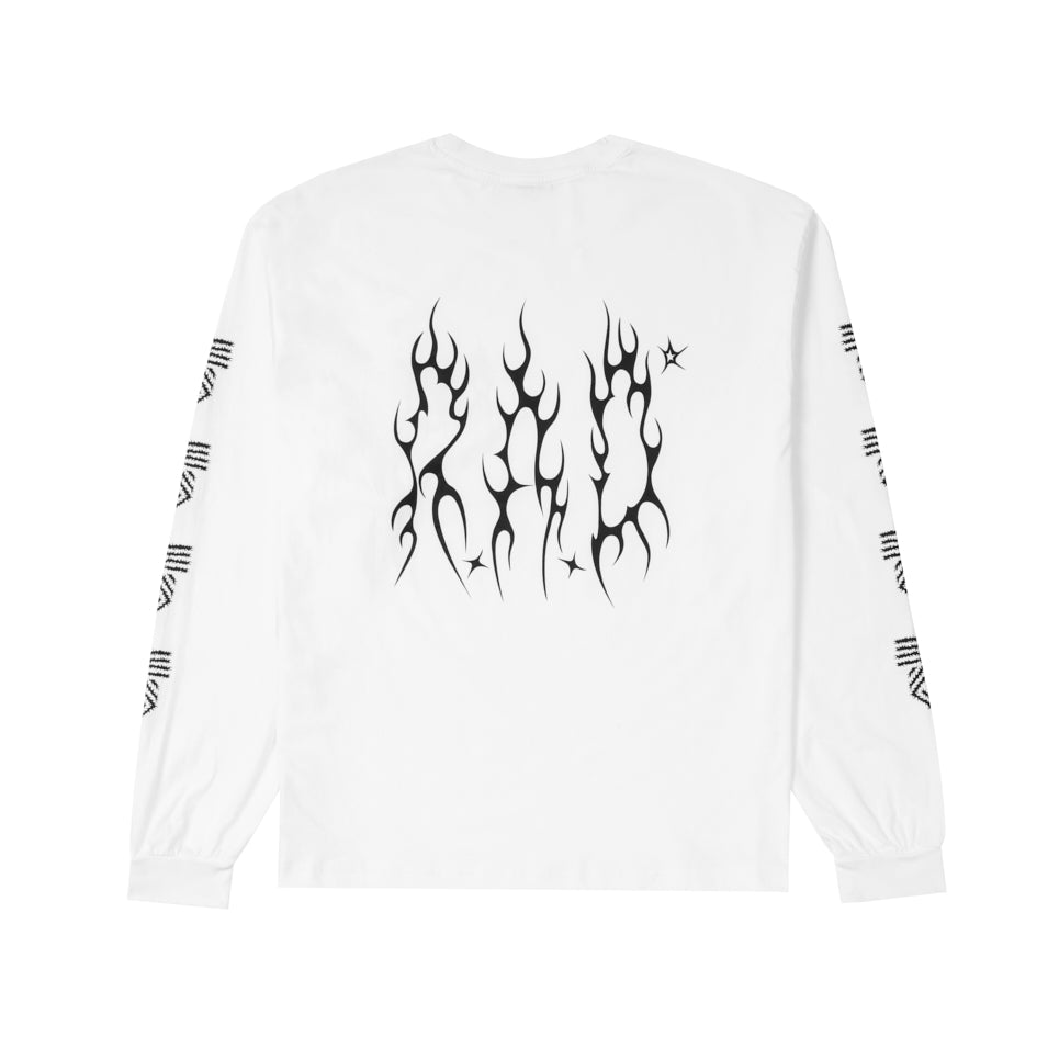 LONG SLEEVE METAL TEE WHITE at R.A.D® - Performance L/S Tees . 0326-LSMEBW_R.A.DSTANDARD_LSTeeMETALBRILLIANTWHITE_B — View 2