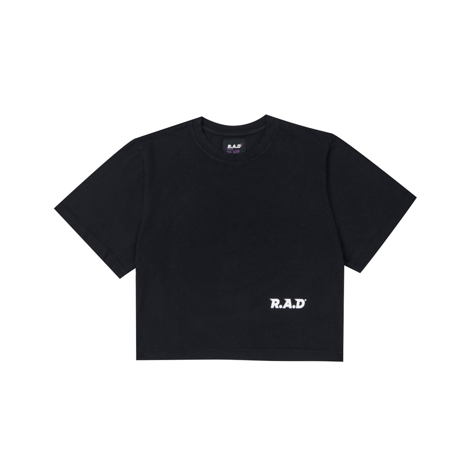 CROP 3XR.A.D® TEE BLACK at R.A.D® - Performance Crop Tee . 0326-WCT3XRBL_R.A.DWomensCroppedTee3XR.A.DBLACK_A — View 2