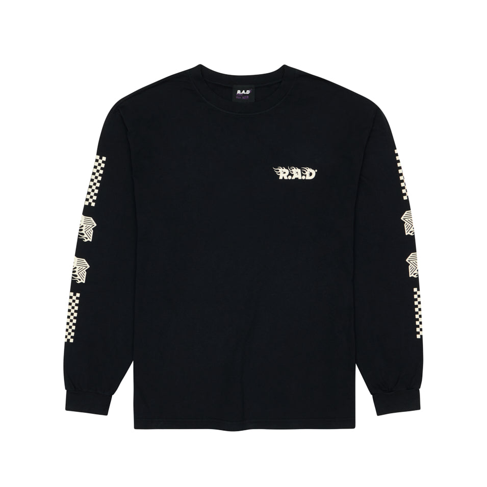 LONG SLEEVE TEE FLAME BLACK at R.A.D® - Performance Long Sleeve Tees . FLAMESLS_BLACK_A — View 1