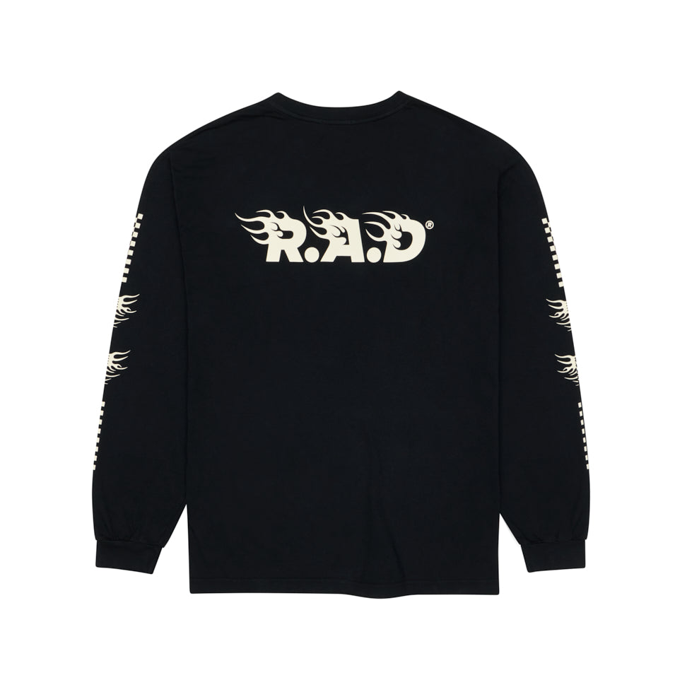 LONG SLEEVE TEE FLAME BLACK at R.A.D® - Performance Long Sleeve Tees . FLAMESLS_BLACK_B — View 2