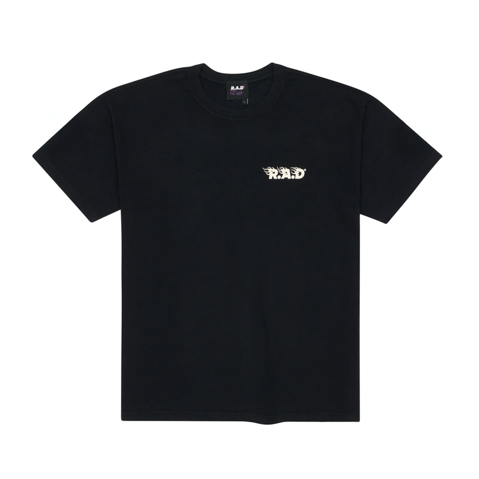 HEAVY™ FLAME TEE BLACK at R.A.D® - Performance Tees . FLAMES_BLACK_A — View 1