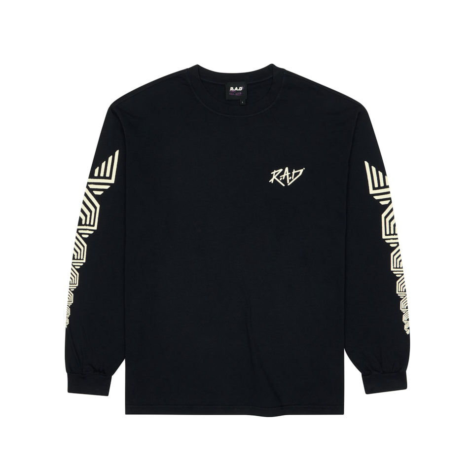 LONG SLEEVE GLOBE TEE BLACK at R.A.D® - Performance Long Sleeve Tees . GLOBEMENSLS_BLACK_A