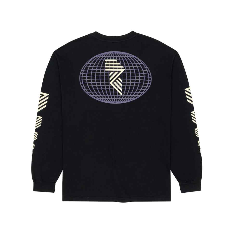 LONG SLEEVE GLOBE TEE BLACK at R.A.D® - Performance Long Sleeve Tees . GLOBEMENSLS_BLACK_B — View 2