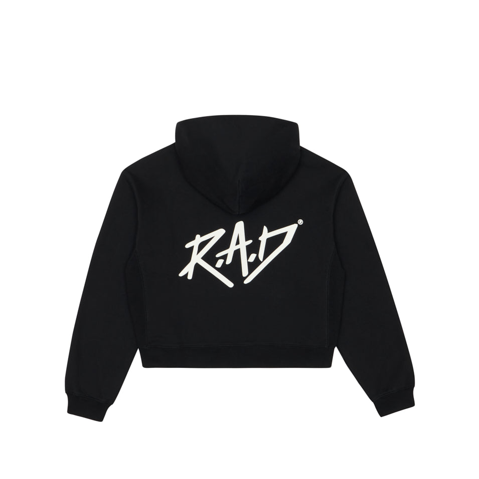 CROPPED ZIP SKETCH HOODIE BLACK at R.A.D® - Performance Sweats . WOMENSCROPPEDZIPHOODIE_BLACK_0425-CZHSKBL_B — View 2